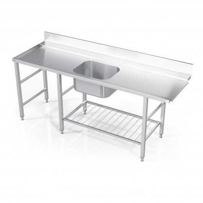 Table to Dishwasher With 1 Sink and Grid Shelf and Space for Unit